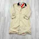VINTAGE 90s Tommy Hilfiger Trench Coat Size Large L Men's Tan Red Lining 1990s