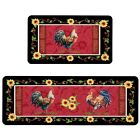 Farmhouse Kitchen Rugs and Mats Set of 2 Farm Sunflower Rooster Kitchen Rug W...
