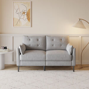 Loveseat Sofa 2 Seater Sofa Upholstered Couch Living Room Sofa Light Grey US