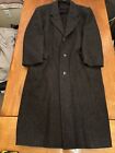 VTG Mens 40 R Black Herringbone LONDON FOG Tweed Pure Wool Overcoat Dress Trench