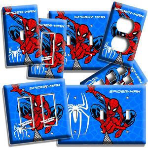 AMAZING SPIDERMAN LIGHT SWITCH OUTLET WALL PLATE BOYS COMICS GAME ROOM ART DECOR