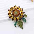 Luxury Vintage Rhinestone Sunflower Exaggerated Brooches Badges Accessories Pins
