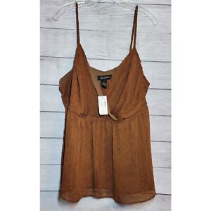 Lane Bryant Women's Top Size 22 Brown Rust Orange Baby Doll Bohemian Lined NWT