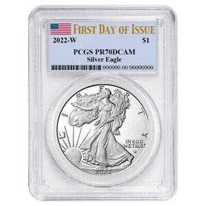 2022-W Proof $1 American Silver Eagle PCGS PR70DCAM FDOI Flag Label