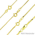 925 Sterling Silver Gold-Plated Box Chain Necklace All Sizes