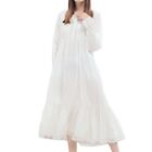 Women's Cotton Victorian Nightgown Long Sleeve Vintage Soft Ruffle Sleep Dress