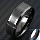 Black Tungsten Carbide Thin Brushed Wedding Band Ring - Engraving Avail.
