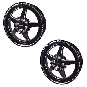 VMS Racing Black V Star Drag Skinny Rims Wheels 15x3.5 4X100 +10 et x2 VWST003