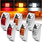 Amber/Red/White 12 LED Sealed Chrome Side Marker Truck Trailer Clearance Lights