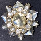 Vintage Weiss Schreiner unmarked Crystal Floral Star gold Brooch Pin 21 grams