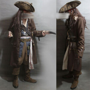 Cosplay Adult Jack Sparrow Costume Pirates of the Caribbean Outfits Halloween