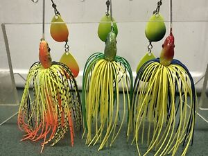 1/2 Ounce Tandem Spinnerbaits Hand Tied  Living Rubber Bass, pike, Muskie