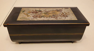 SMALL MUSIC JEWELRY BOX BLACK LACQUER VINTAGE JAPAN SOLVANG - PLAYS FUR ELISE