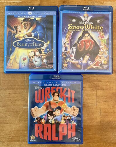 New ListingLot Of 3 Walt Disney Blu-Ray DVD Movie Lot Animated Cartoon Family Kids Bundle