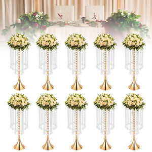 10x Gold Flower Vases Trumpet Tall Vase Wedding Centerpieces Party Table Decor