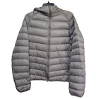 Uniqlo Jacket Womens Medium Silver Down Puffer Hood Light Packable Quilted