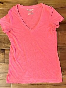 Women's Juniors American Eagle Outfitters favorite tee, neon orange coral, LARGE