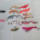 LOT OF 10 FISHING LURES MISC FLAT FISH SOME JOINTED