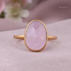 Natural Rose Quartz Gemstone Band Ring 925 Sterling Silver Jewelry For Girls