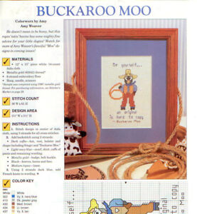 Buckaroo Moo Cross Stitch Magazine Pattern - Amy Weaver of Colorwork by Amy