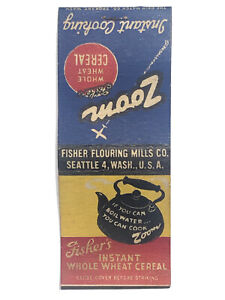 Fisher’s Instant Cooking Seattle Washington Vintage 50s Matchbook Cover Matchbox