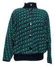 Vintage Helen Hsu Sweater Medium Women Black Green Knit Dolman Sleeve Banded Hem
