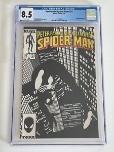 Spectacular Spider-Man #101 CGC Graded 8.5  | Black Suit, Iconic B&W Cover!