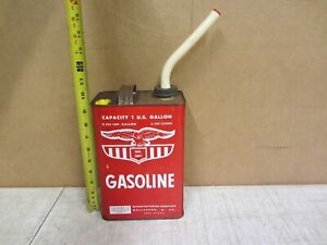 VTG METAL VENTED GASOLINE CAN EAGLE 1001 1 GALLON GAS OIL OLD STYLE W SPOUT