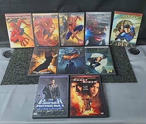 Super Hero Movies 10 DVD Lot Batman, Spider-Man Trilogy, Superman & More