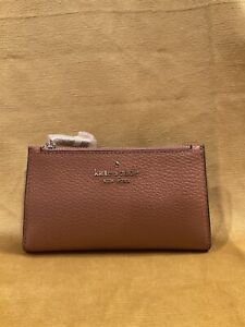 Kate Spade Leila Small Slim Bifold Wallet Leather Warm Gingerbread NWT