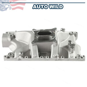 For Small Block Ford Windsor V8 5.8L 351W Satin Aluminum Carb Intake Manifold