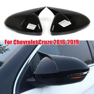For Chevrolet Cruze 2016-2019 Gloss Black OX Horns Rear View Mirror Cover Cap (For: 2018 Cruze)