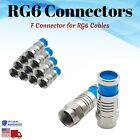 F Type Connector to RG6 Cable Coaxial Compression Fitting Connector Coax Lot
