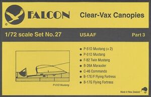 USAAF Canopy Set: P-51 F-82 B-17 B-26 C-46 Academy Hasegawa (1/72 Falcon 27)