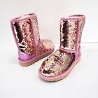 NIB UGG 1094982 Women’s Classic Short Sequins Sparkle Pink Winter Boots Size 7