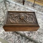 Antique Carved Wood Bible Box 13 1/2