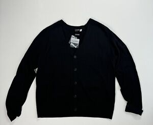 Hussein Chalayan Men’s 2XL Button Cardigan NWT Black 100% Wool Designer Modern
