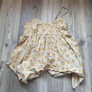 vintage mudd green and yellow floral baby doll tank top, size large but fits s-l