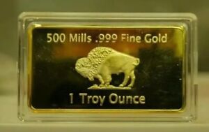 1 OZ -500MILLS GOLD BUFFALO BULLION BARS .999 FINE GOLD