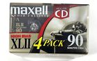 Maxell XLII 90 Blank Cassette Tapes High Bias IEC Type II New Sealed 4-Pack