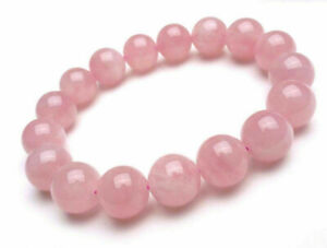 10mm Madagascar Pink Rose Quartz Crystal Round Gemstone Stretch Bracelet