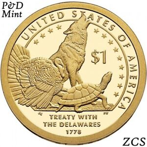 2013 P&D Native American One Dollar Coin Sacagawea Treaty With The Delawares