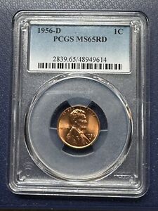 1956-D 1C RD Lincoln Wheat One Cent  PCGS MS65RD KM#132