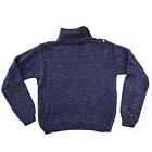 Vintage Toi Blue Turtleneck Knit Sweater With Gold Threads SZ M