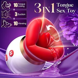 Rose Sucking Vibrator Licking Tongue Clit G-spot Dildo Oral Sex Toys for Women
