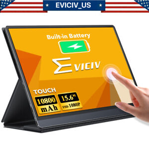 120HZ Rechargeable Portable Monitor Touch,EVICIV Upgraded 15.6