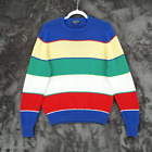 Lands End Mens Medium Vtg Cotton Knit Multicolor Crewneck Pullover Sweater