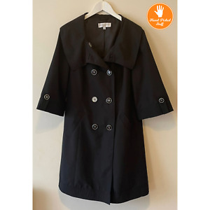 Edina Ronay London Black Ladies Trench Coat Womens Size XL 16 UK Used