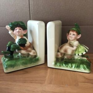 Green Gnome Fairy Pixies Bookends Japan