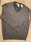 Neiman Marcus Mens Gray Cashmere V-Neck Knitted Long Sleeve Cardigan Sweater XXL
